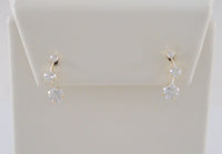 Sparkly Signed Vintage Jacmel Solid 14K Yellow Gold & Faceted Prong-Set Clear Cubic Zirconia Cascade or Journey CZ Pierced Earrings