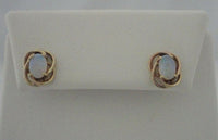 Signed Vintage 14K Solid Yellow Gold Spiral Swirl Set Fiery 9.5mm X 7.9mm Oval Opal Cabochon Stud Earrings