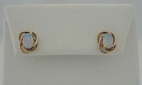 Signed Vintage 14K Solid Yellow Gold Spiral Swirl Set Fiery 9.5mm X 7.9mm Oval Opal Cabochon Stud Earrings