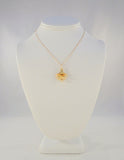 Large Beautifully Crafted & Signed, Vintage 1940's Walter Lampl Solid 10K Yellow Gold Curvy Repousse Flower Pendant Necklace