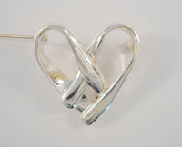 Big Vintage Handmade Mexican Sterling Silver Abstract Modernist Open Heart Brooch