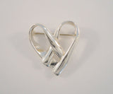 Big Vintage Handmade Mexican Sterling Silver Abstract Modernist Open Heart Brooch