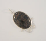 Large Vintage Handmade Sterling Silver w/ Mossy Green & Chocolate Brown Stone Spiral Framed Pendant