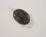 Large Vintage Handmade Sterling Silver w/ Mossy Green & Chocolate Brown Stone Spiral Framed Pendant