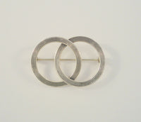 Signed Vintage Beau Sterling Silver Double Entwined Eternity Circles Pin or Brooch w/ Carved Modern Groove Design