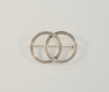 Signed Vintage Beau Sterling Silver Double Entwined Eternity Circles Pin or Brooch w/ Carved Modern Groove Design