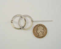 Signed Vintage Beau Sterling Silver Double Entwined Eternity Circles Pin or Brooch w/ Carved Modern Groove Design