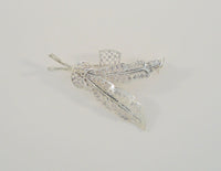 Intricate Detailed Handcrafted Signed Vintage Willi Nonnenmann Sterling Silver Dimensional Feathers & Ribbon Fine German Filigree Brooch Openwork Pin