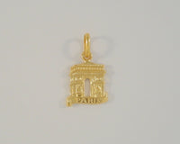 Detailed Signed Vintage 10K Solid Yellow Gold Carved Arc De Triomphe Paris, France Pendant or Bracelet Charm