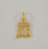 Detailed Signed Vintage 10K Solid Yellow Gold Carved Arc De Triomphe Paris, France Pendant or Bracelet Charm