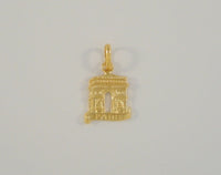 Detailed Signed Vintage 10K Solid Yellow Gold Carved Arc De Triomphe Paris, France Pendant or Bracelet Charm