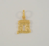 Detailed Signed Vintage 10K Solid Yellow Gold Carved Arc De Triomphe Paris, France Pendant or Bracelet Charm