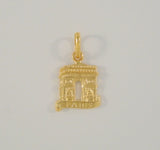 Detailed Signed Vintage 10K Solid Yellow Gold Carved Arc De Triomphe Paris, France Pendant or Bracelet Charm