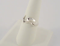 Detailed, Vintage Sterling Silver Curvy Carved Dolphin or Porpoise Wrapped 11mm Wide Band Ring Size 8