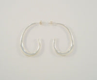 Big and Bold 45mm Vintage Handcrafted Sterling Silver Sleek Modernist Repousse J Hoop Pierced Earrings