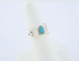 Curvy Handcrafted Vintage Southwestern Sterling Silver & Sawtooth Set Blue Turquoise Dainty Openwork Butterfly Ring Size 6