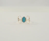 Curvy Handcrafted Vintage Southwestern Sterling Silver & Sawtooth Set Blue Turquoise Dainty Openwork Butterfly Ring Size 6