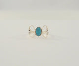 Curvy Handcrafted Vintage Southwestern Sterling Silver & Sawtooth Set Blue Turquoise Dainty Openwork Butterfly Ring Size 6