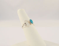 Curvy Handcrafted Vintage Southwestern Sterling Silver & Sawtooth Set Blue Turquoise Dainty Openwork Butterfly Ring Size 6