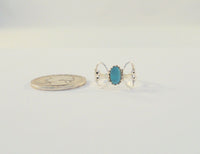 Curvy Handcrafted Vintage Southwestern Sterling Silver & Sawtooth Set Blue Turquoise Dainty Openwork Butterfly Ring Size 6