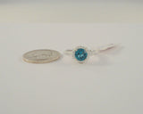 New Sparkly Signed Bellarossa Sterling Silver w/ Swiss Blue & Clear Swarovski Crystal Solitaire Ring Size 6.5