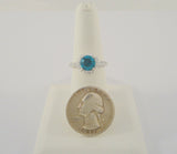 New Sparkly Signed Bellarossa Sterling Silver w/ Swiss Blue & Clear Swarovski Crystal Solitaire Ring Size 6.5
