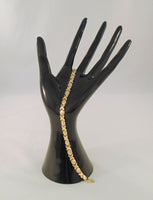 Signed Vintage T&C Solid 10K Yellow Gold 6.35mm Wide Brushed Satin & Polished X & O Link Hugs & Kisses Bracelet 7.25"