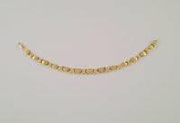 Signed Vintage T&C Solid 10K Yellow Gold 6.35mm Wide Brushed Satin & Polished X & O Link Hugs & Kisses Bracelet 7.25"