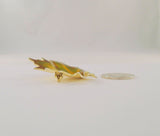 Large Vintage Norwegian Handcrafted Signed Hroar Prydz Yellow Gold Vermeil over Sterling Silver Dimensional Autumn Maple Leaf Pin or Brooch in Brilliant Yellow Gold & Green Fall Colors Guilloche Enamel