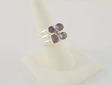 Big Bold Chunky Vintage Modernist Sterling Silver w/ Round Oval and Emerald Cut Amethysts 14.5mm wide Band Ring Size 8