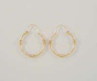 Large Signed Vintage Solid 14K Yellow Gold Hinged Hoop Pierced Earrings w/ Applied Wraparound Spiral Details 24 x 29 x 3.5mm