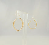 Large Signed Vintage Solid 14K Yellow Gold Hinged Hoop Pierced Earrings w/ Applied Wraparound Spiral Details 24 x 29 x 3.5mm