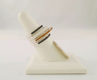 Bold & Unusual Vintage Sterling Silver w/ Black & Clear Topaz Modernist Tiered Dimensional Ring Size 6