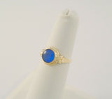 Dainty Signed Antique Ostby & Barton Solid 10K Yellow Gold w/ Blue Faux Sapphire Stone Ring Size 4.5 Titanic