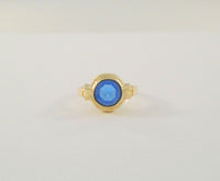 Dainty Signed Antique Ostby & Barton Solid 10K Yellow Gold w/ Blue Faux Sapphire Stone Ring Size 4.5 Titanic