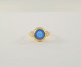 Dainty Signed Antique Ostby & Barton Solid 10K Yellow Gold w/ Blue Faux Sapphire Stone Ring Size 4.5 Titanic