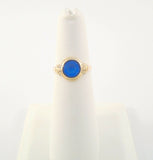 Dainty Signed Antique Ostby & Barton Solid 10K Yellow Gold w/ Blue Faux Sapphire Stone Ring Size 4.5 Titanic