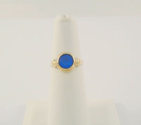 Dainty Signed Antique Ostby & Barton Solid 10K Yellow Gold w/ Blue Faux Sapphire Stone Ring Size 4.5 Titanic