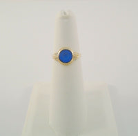 Dainty Signed Antique Ostby & Barton Solid 10K Yellow Gold w/ Blue Faux Sapphire Stone Ring Size 4.5 Titanic