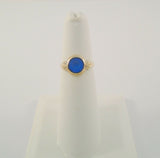 Dainty Signed Antique Ostby & Barton Solid 10K Yellow Gold w/ Blue Faux Sapphire Stone Ring Size 4.5 Titanic