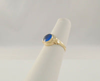 Dainty Signed Antique Ostby & Barton Solid 10K Yellow Gold w/ Blue Faux Sapphire Stone Ring Size 4.5 Titanic