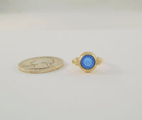 Dainty Signed Antique Ostby & Barton Solid 10K Yellow Gold w/ Blue Faux Sapphire Stone Ring Size 4.5 Titanic