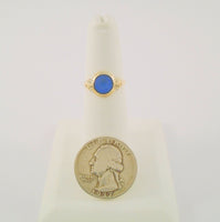 Dainty Signed Antique Ostby & Barton Solid 10K Yellow Gold w/ Blue Faux Sapphire Stone Ring Size 4.5 Titanic