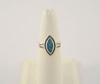 Handcrafted Signed Vintage Southwest Sterling Silver & Bright Blue Mosaic Turquoise Split-Side Ring w/ Rope Details Size 7