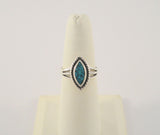 Handcrafted Signed Vintage Southwest Sterling Silver & Bright Blue Mosaic Turquoise Split-Side Ring w/ Rope Details Size 7