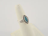 Handcrafted Signed Vintage Southwest Sterling Silver & Bright Blue Mosaic Turquoise Split-Side Ring w/ Rope Details Size 7