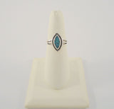 Handcrafted Signed Vintage Southwest Sterling Silver & Bright Blue Mosaic Turquoise Split-Side Ring w/ Rope Details Size 7