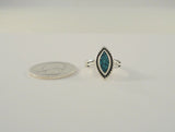 Handcrafted Signed Vintage Southwest Sterling Silver & Bright Blue Mosaic Turquoise Split-Side Ring w/ Rope Details Size 7