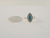 Handcrafted Signed Vintage Southwest Sterling Silver & Bright Blue Mosaic Turquoise Split-Side Ring w/ Rope Details Size 7