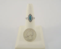 Handcrafted Signed Vintage Southwest Sterling Silver & Bright Blue Mosaic Turquoise Split-Side Ring w/ Rope Details Size 7